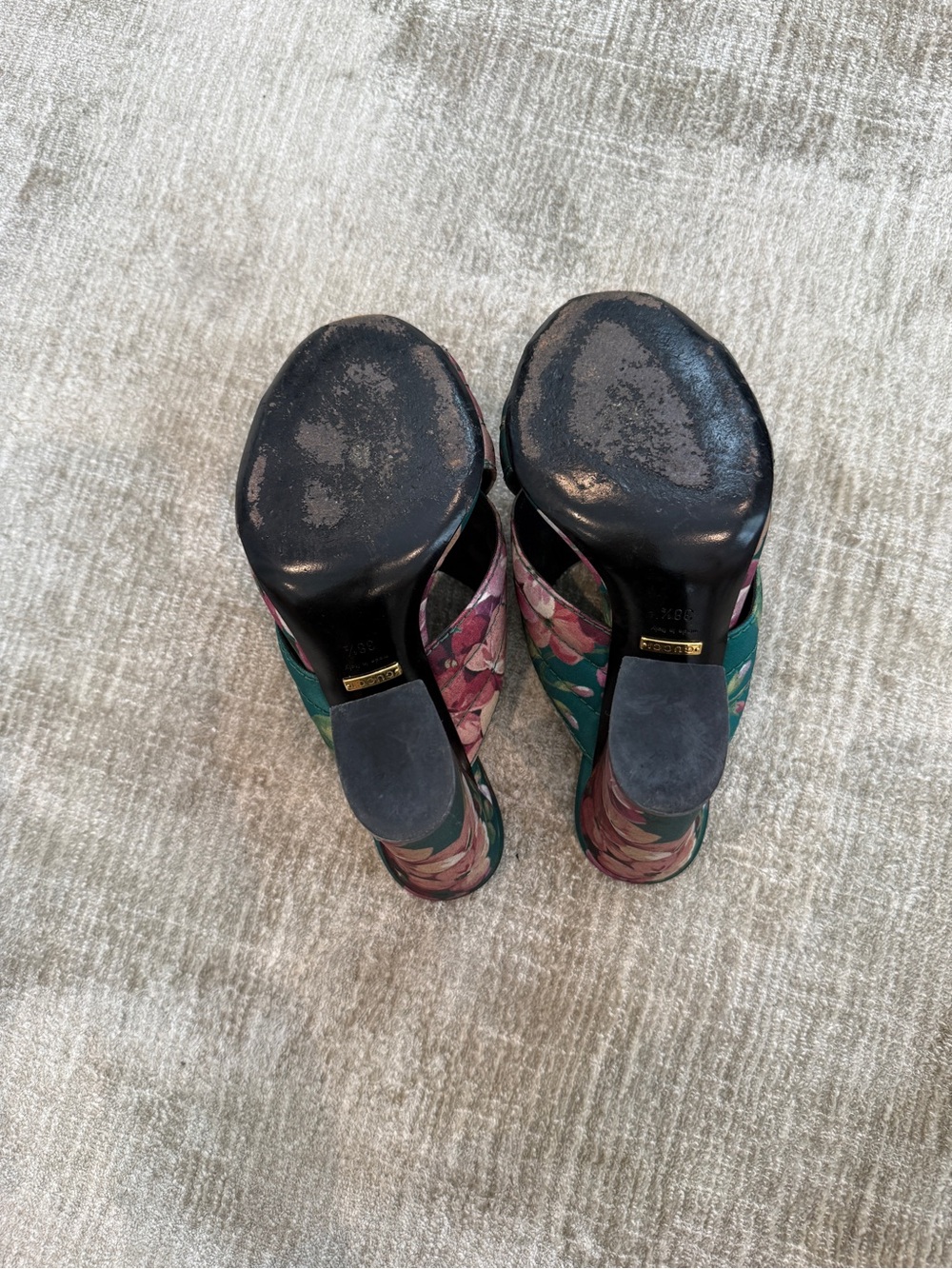 Gucci green floral satin crossover mules - Picture 4 of 4